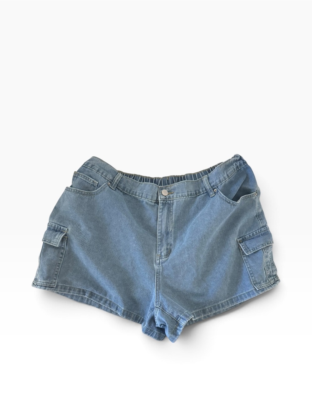 SHEIN Light Blue Denim Cargo Shorts